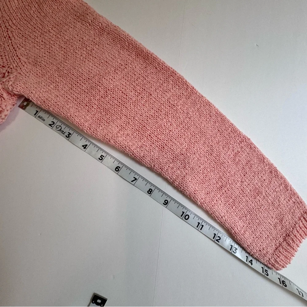 Talbots Scallop Pink Pointelle Crewneck Sweater LP Cotton Blend - Picture 13 of 16